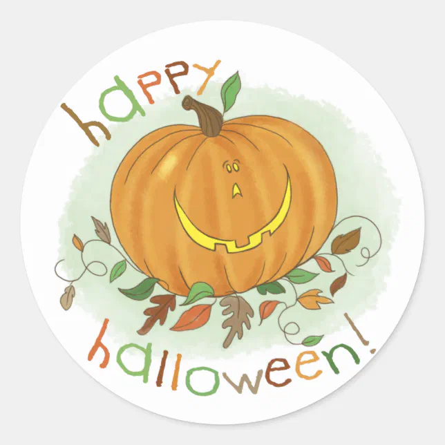 Kids Cartoon Pumpkin Sticker | Zazzle