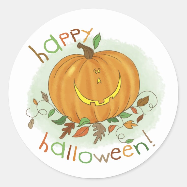 Kids Cartoon Pumpkin Sticker | Zazzle