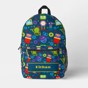 Kids Cartoon Robot Printed Backpack