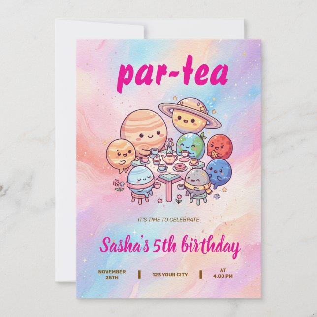 Kids Cartoon Themed Birthday Invitation (Front)