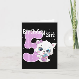 Kids Cat 5th Birthday Shirt Girls Kitten Birthday Card