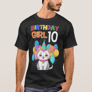 Kids Cat Birthday 10 Birthday Party Girls 10th Bir T-Shirt