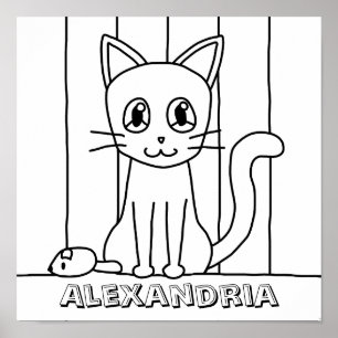 Kid's Cat Coloring Poster