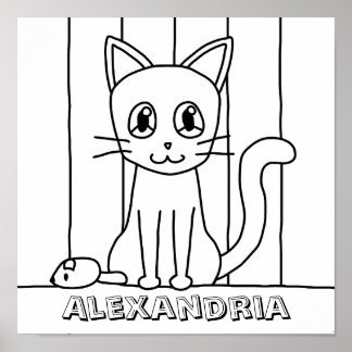 Kid's Cat Coloring Poster