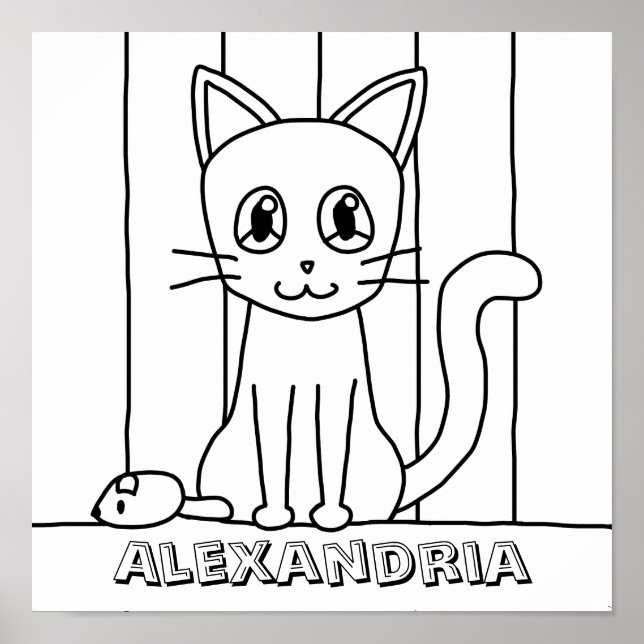 Kid's Cat Coloring Poster (Front)