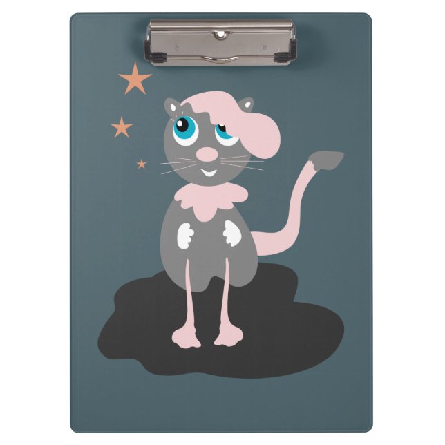 Kids Cat Illustration Cute Cartoon Kitty Clipboard (Front)