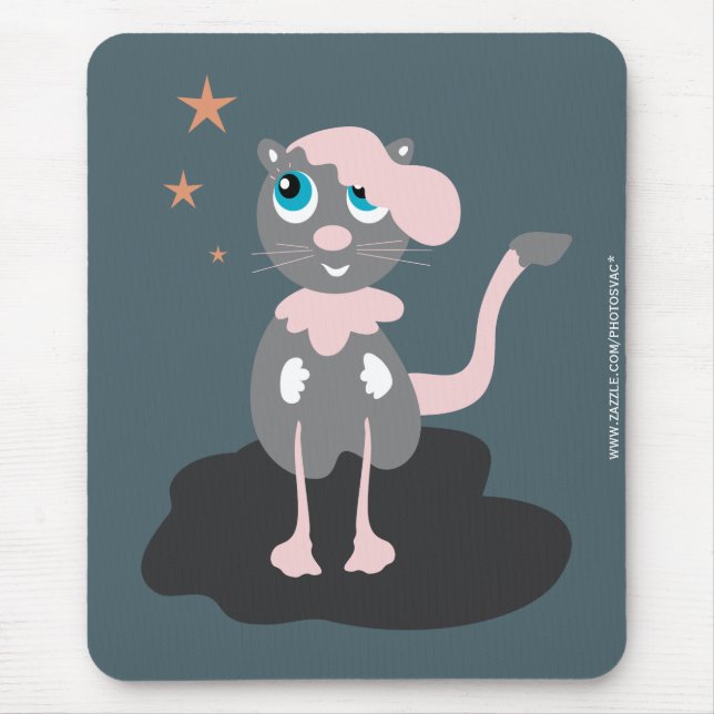 Kids Cat Illustration Cute Cartoon Kitty Mouse Pad (Front)