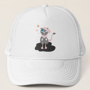 Kids Cat Illustration Cute Cartoon Kitty Trucker Hat