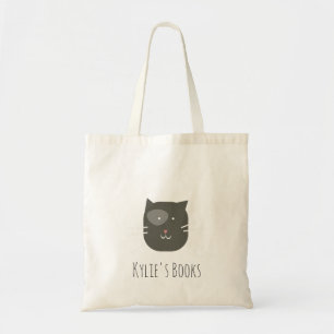 Kids Cat Kitten Gray Library Book  Tote Bag