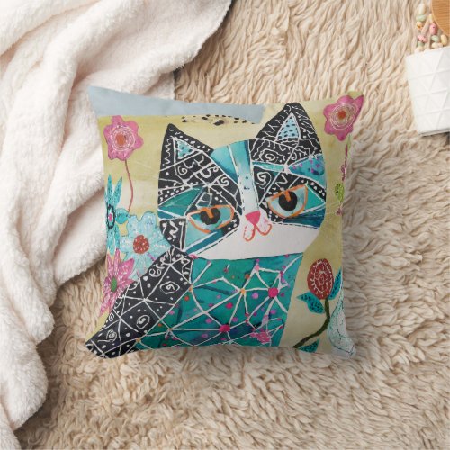 Kids Cat Lovers Gift for Grandma Mother Daughter Throw Pillow