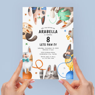 Kids Cat Paw-ty Birthday Party Invitation