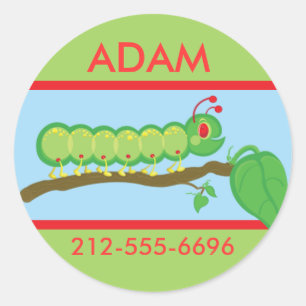 Kids Caterpillar ID Badge Classic Round Sticker