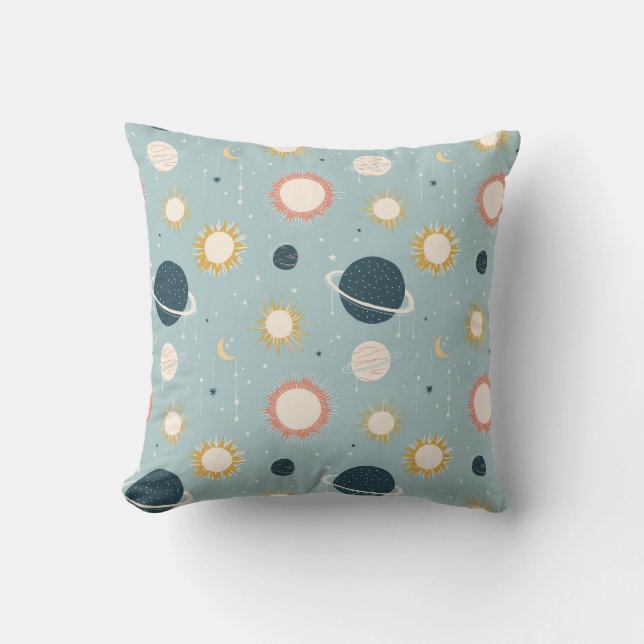 Kids Celestial Space Throw Pillow (Front)