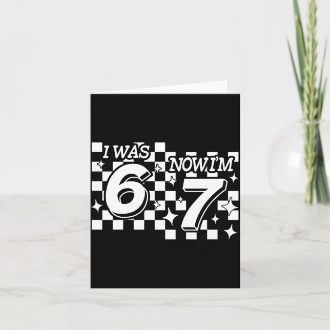 Kids Checkered I Was 6 Now Im 7 Birthday Seven Yea Card (Front)