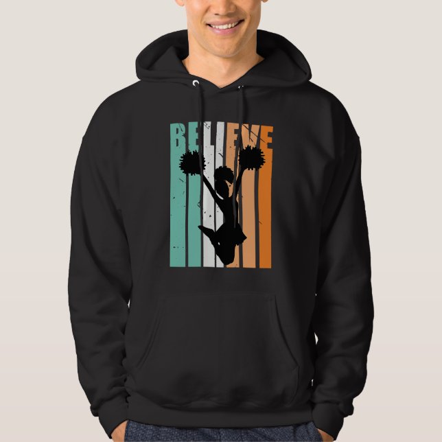 Kids Cheerleading Cheerleader Believe Silhouette C Hoodie (Front)