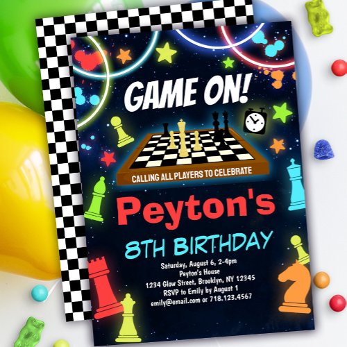 Kids Chess Birthday Party Invitation