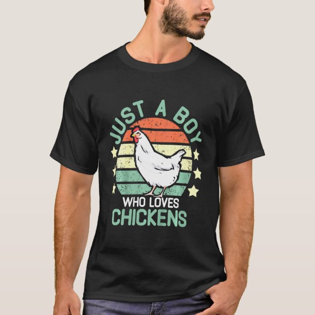 Kids Chicken Just A Boy Who Loves Chickens Kids Fa T-Shirt (Front)