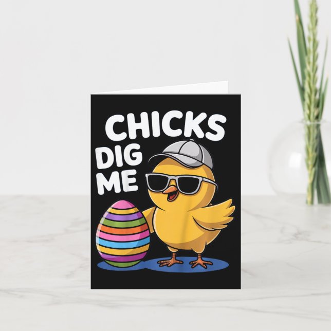 Kids Chicks Dig Me Easter Boys  Card (Front)