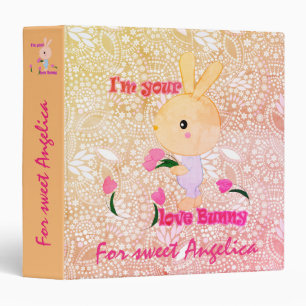 Kids childish bunny toy flowers cute fun cartoon 3 ring binder