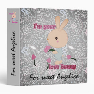 Kids childish bunny toy flowers cute fun cartoon 3 ring binder