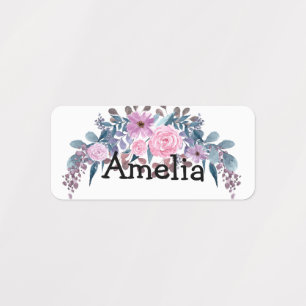 Kids childish fun cute personalized watercolor flo kids' labels