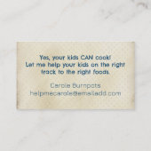 Kids children boy girl cooking class culinary business card (Back)