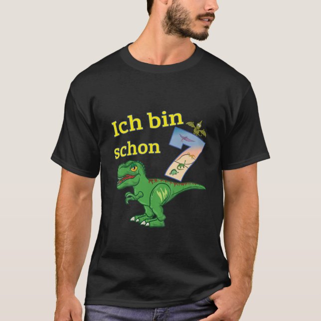 Kids Children's 7Th Birthday Boys Girls Dino Rex 7 T-Shirt (Front)
