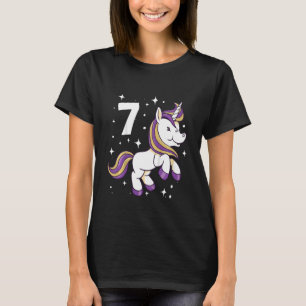 Kids Children's 7th Birthday Girl 7 Years Unicorn T-Shirt