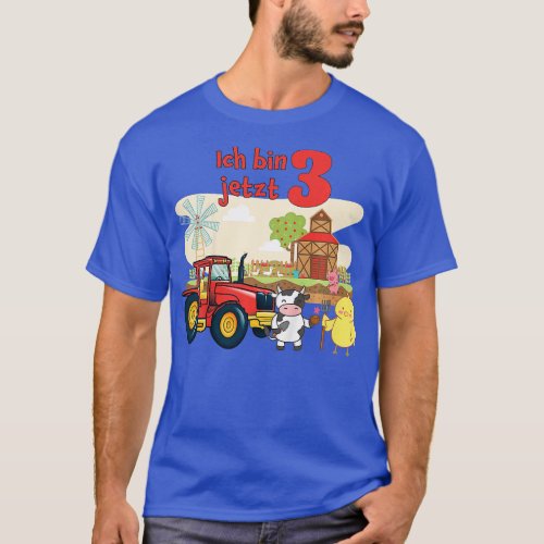 Kids Childrens Birthday Ich Bin jetzt 3 Farm Tract T_Shirt