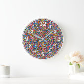 Kids Childrens Colorful Sprinkles Bright Colors Large Clock (Home)