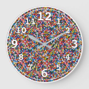 Kids Childrens Colorful Sprinkles Bright Colors Large Clock by teeloft at Zazzle