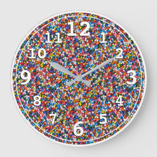 Kids Childrens Colorful Sprinkles Bright Colors Large Clock