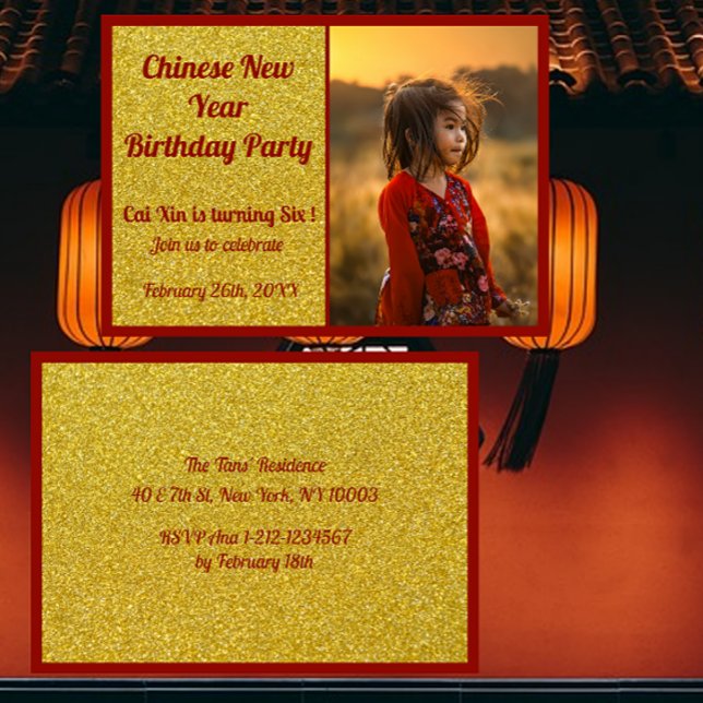 Kids Chinese New Year Birthday Invitation Card (Creator Uploaded)