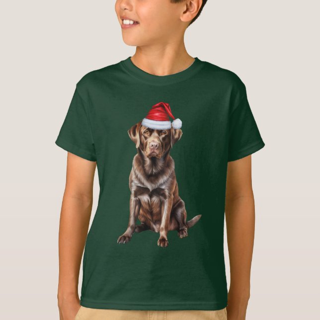 Kids Chocolate Labrador Dog Lover Funny Christmas T-Shirt (Front)