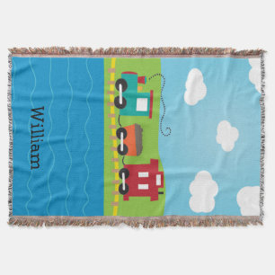 Kids Choo Choo Train Caboose Throw Blanket