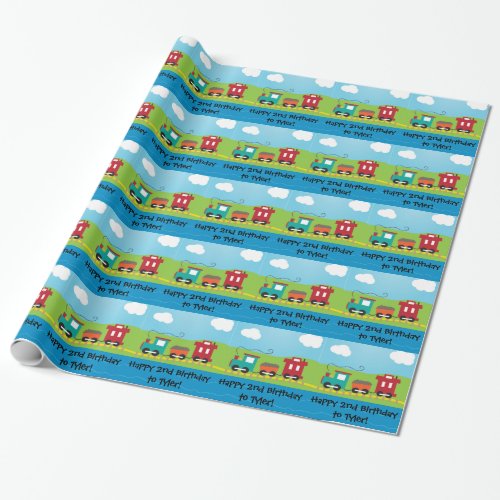 Kids Choo Choo Train Caboose Wrapping Paper