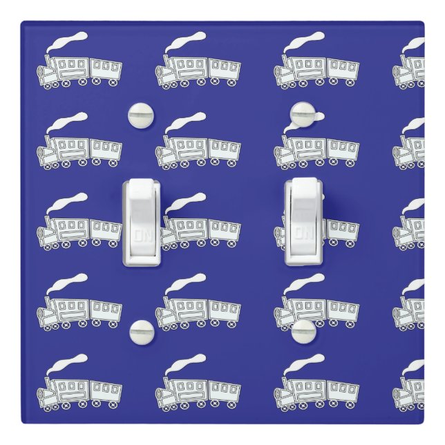  Kids Choo Choo Train Deep Blue   Light Switch Cover (In Situ)