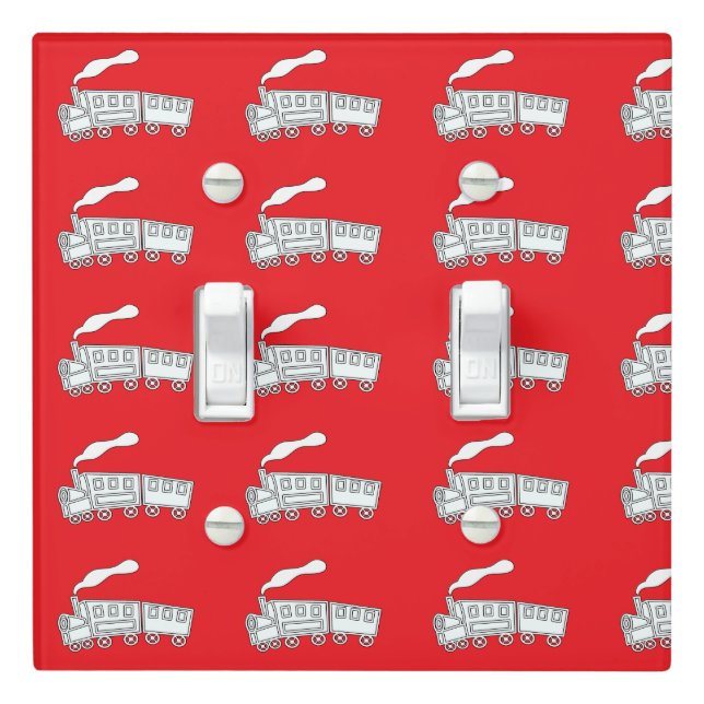  Kids Choo Choo Train Deep Red   Light Switch Cover (In Situ)