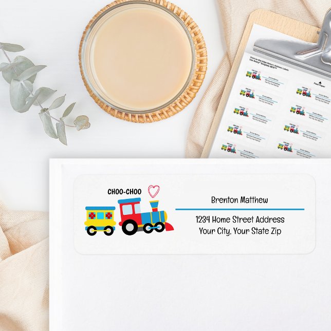 Kids Choo Choo Train Valentines Day Return Address Label (Creator Uploaded)