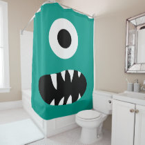 Kids Choose Color Monster Face One Eyed Green Shower Curtain