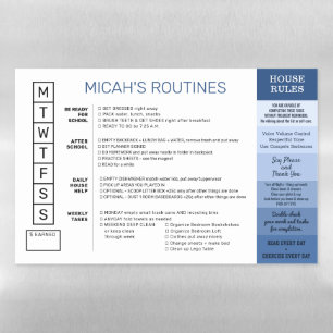 Kids Chore Chart Custom Allowance Tracker Magnetic Magnetic Dry Erase Sheet