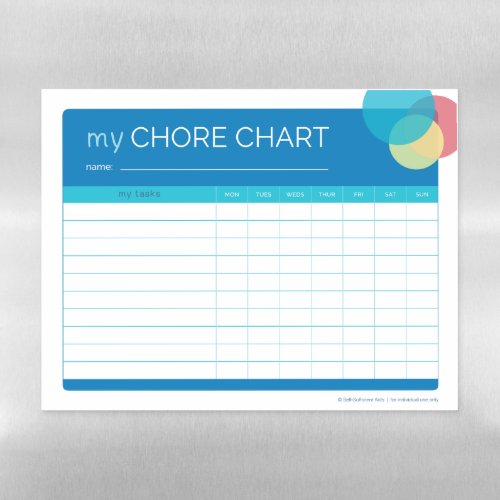 Kids Chore Chart  Magnetic Dry Erase Sheet