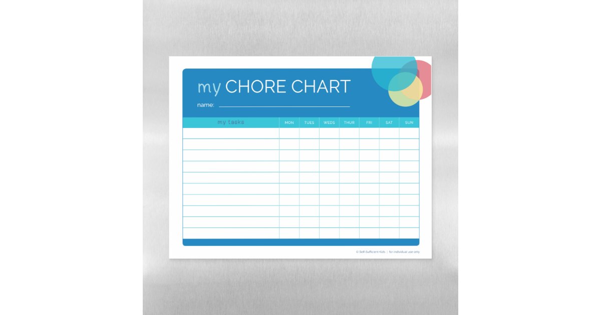 Kids' Chore Chart – Magnetic Dry Erase Sheet | Zazzle