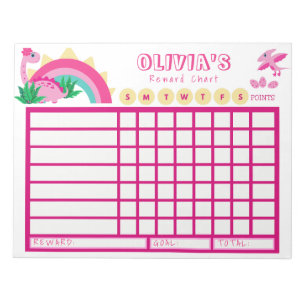 Kids Chore Chart, Personalized Dinosaur Chart Notepad