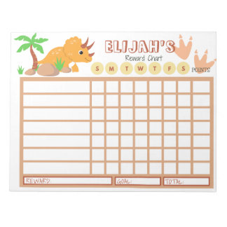 Kids Chore Chart, Personalized Dinosaur Chart Notepad