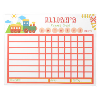 Kids Chore Chart, Personalized Train Chart  Notepad