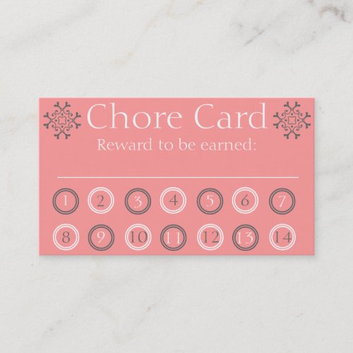 Kids chore punch card