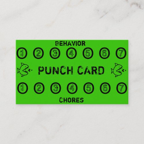 Kids Chore Punch Cards