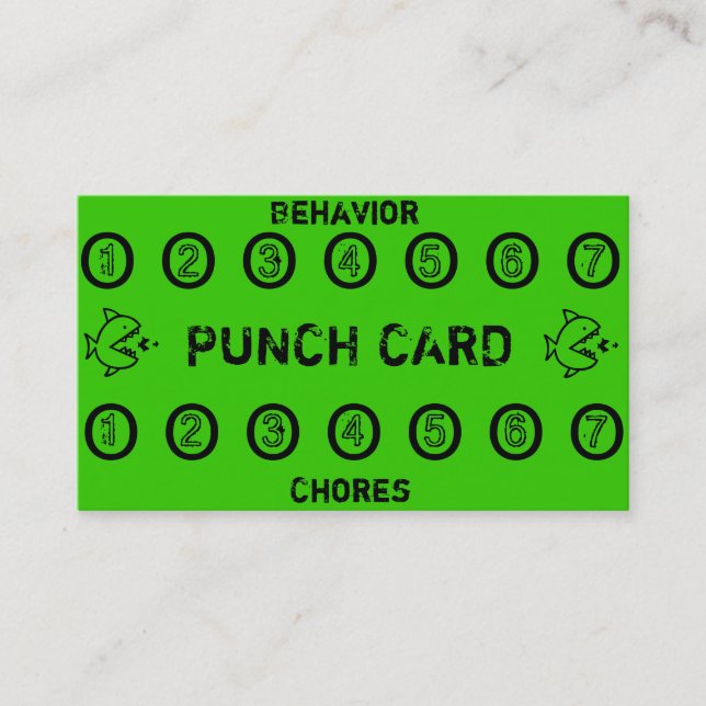 Kids Chore Punch Cards (Front)