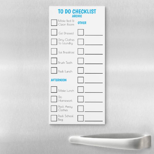 Kids chores to do list  PERSONALIZE blue Magnetic Notepad